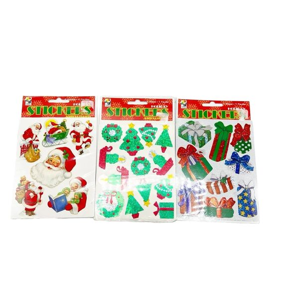Paper Magic Group Christmas Stickers 3 Package Presents Tree Santa Vintage Shiny - Picture 1 of 6